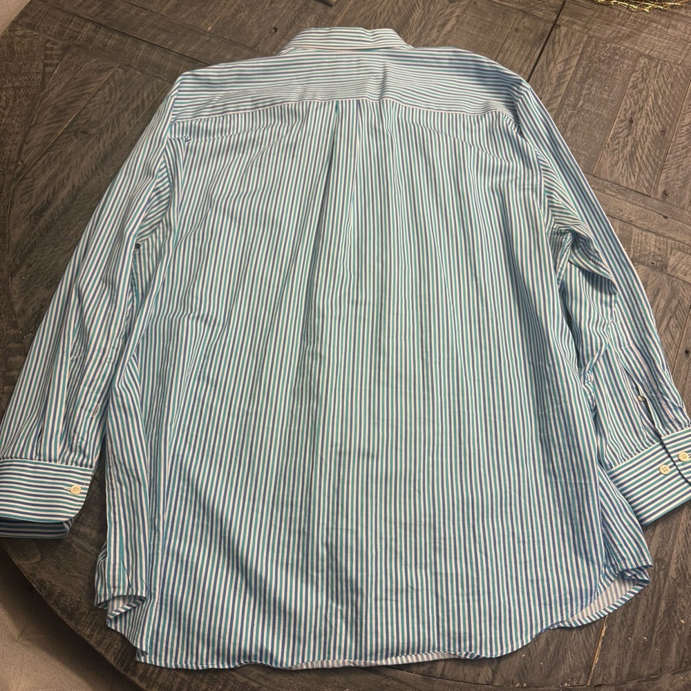 Vintage Peter Millar‎ Blue and White Striped Dress Shirt Long Sleeve Size XXL - Picture 5 of 5